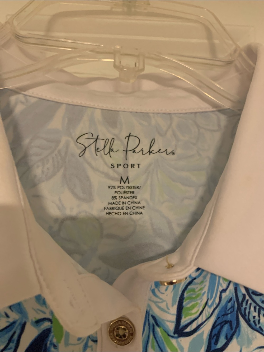 Blue Floral Sleeveless Polo Dress with White Collar - Picture 5 of 6
